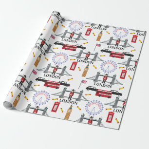 Papier Cadeau Londres Angleterre Queens Guard Motif anglais Wrap