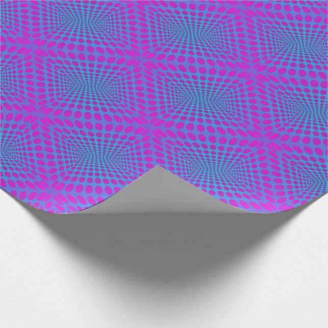Papier Cadeau L'Op-Art pointille le pourpre et le bleu (Coin)