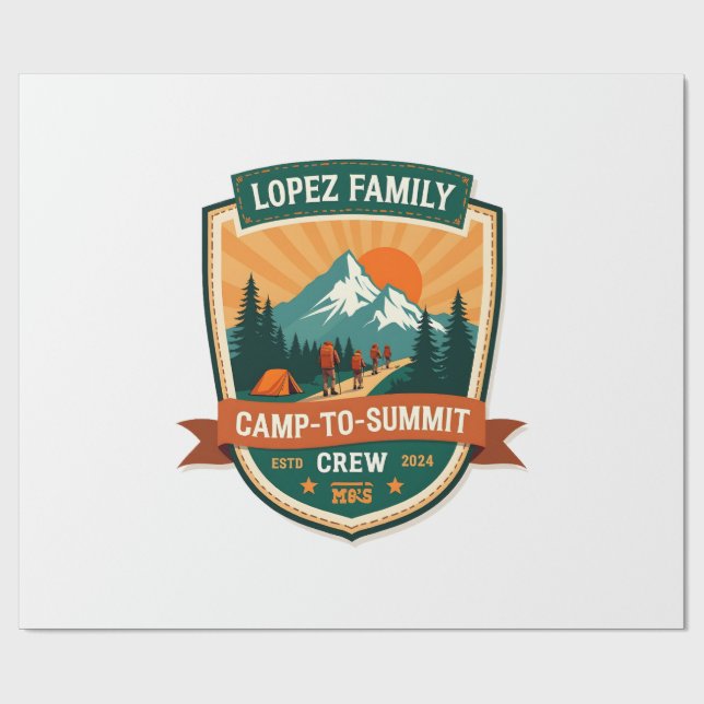 Papier Cadeau Lopez Family Camp-To-Summit Crew Vintage Randonnée (Plat)