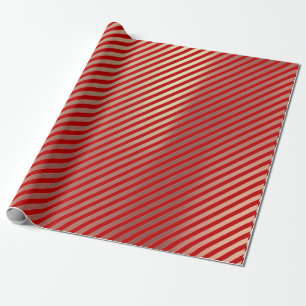 Papier Cadeau L'or classique rougissent les lignes blanches