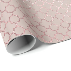 Papier Cadeau L'or fascinant de rose de rose de Quatrefoil