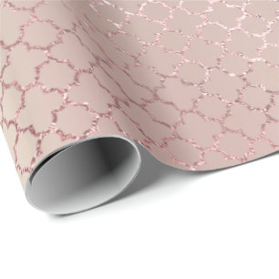 Papier Cadeau L'or fascinant de rose de rose de Quatrefoil