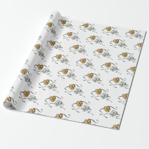 Papier Cadeau L'or réaliste argent tragédie comédie masques