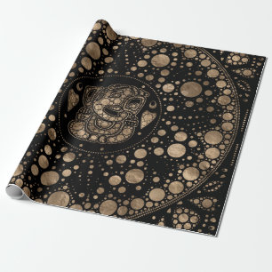 Papier Cadeau Lord Ganesha Gold et Black Dot Art