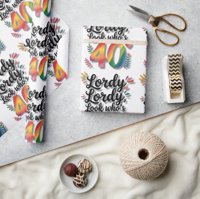 Papier Cadeau Lordy Lordy Look Who’s 40 Birthday Party  (Artisanat)