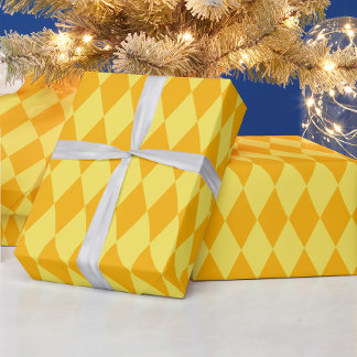 Papier Cadeau Losanges Damier Jaune Clair et Foncé Harlequin