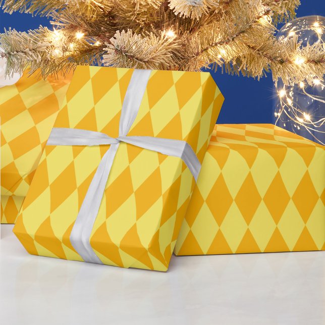 Papier Cadeau Losanges Damier Jaune Clair et Foncé Harlequin  (Créateur téléchargé)