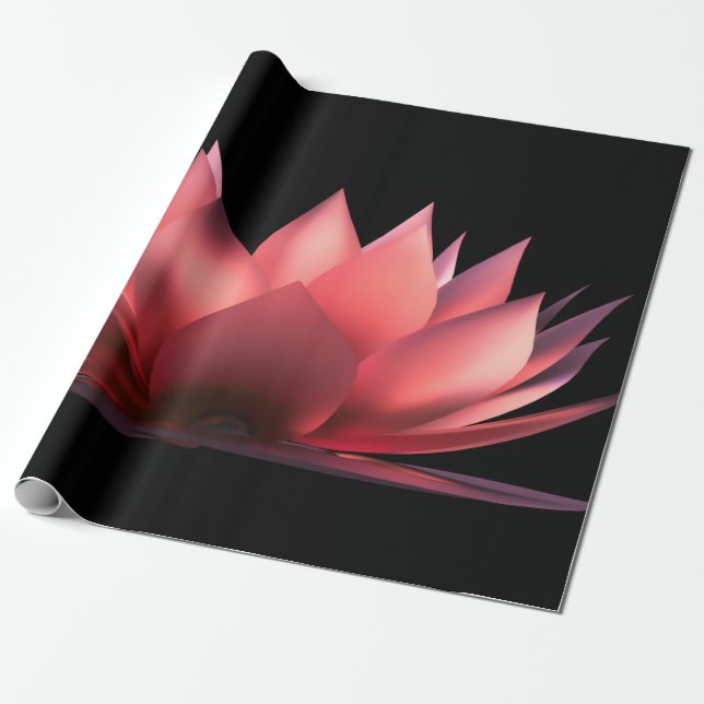 Papier Cadeau Lotus élégant noir (Déroulé)