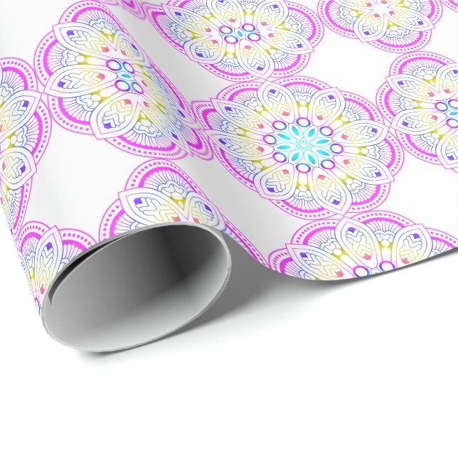 Papier Cadeau Lotus Mandala Design (Coin rond)
