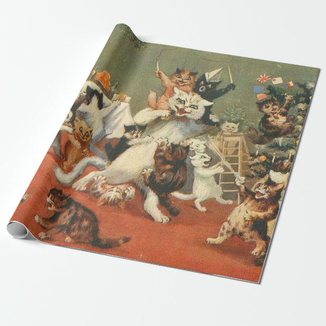 Papier Cadeau Louis Wain Joyeux Noël (Déroulé)