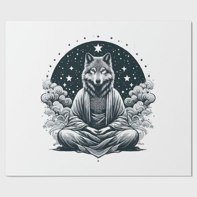 Papier Cadeau Loup conscient (Plat)
