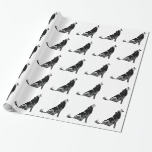Papier Cadeau Loup de Howling blanc noir
