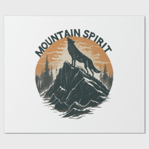 Papier Cadeau Loup de la majesté montagneuse hurlant sur le pic