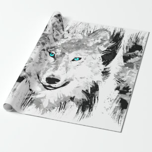 Papier Cadeau Loup   Dessin de loup gris   Papier d'enrobage