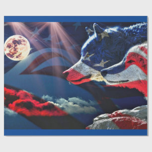 Papier Cadeau Loup Loups Pleine Lune