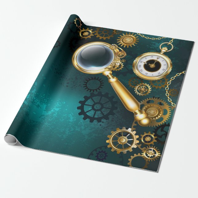 Papier Cadeau Loupe en style Steampunk (Déroulé)