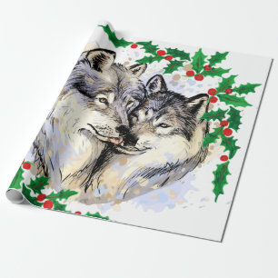Papier Cadeau Loups de Noël