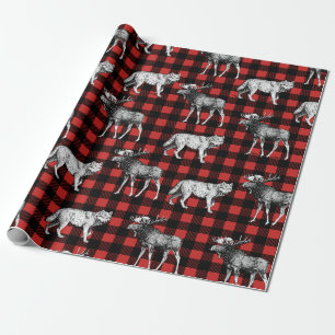 Papier Cadeau Loups sauvages rustiques et Plaid de buffles d'ori