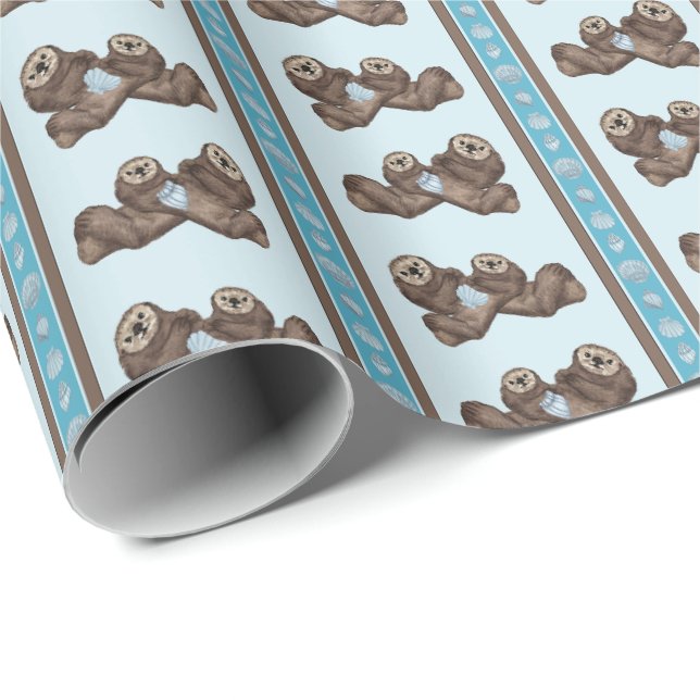 Papier Cadeau Loutre de mer (Coin rond)