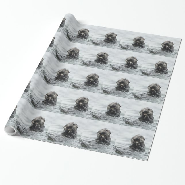Papier Cadeau Loutre de mer adorable (Déroulé)