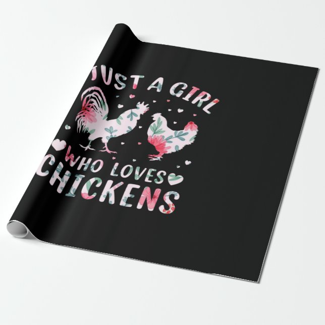 Papier Cadeau Louvain de poulet | Fille qui aime les poulets (Déroulé)