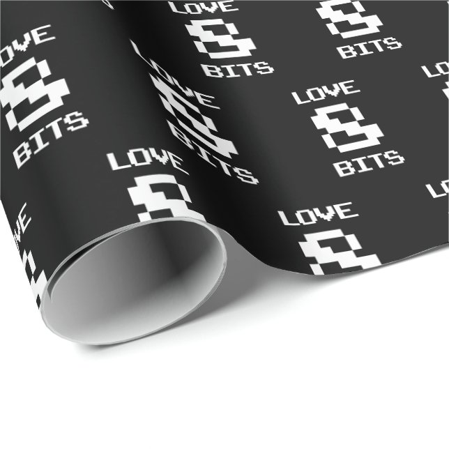 Papier Cadeau Love 8 bits (Coin rond)