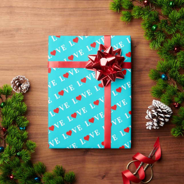 Papier Cadeau LOVE Aqua Blue (Cadeau de vacances)