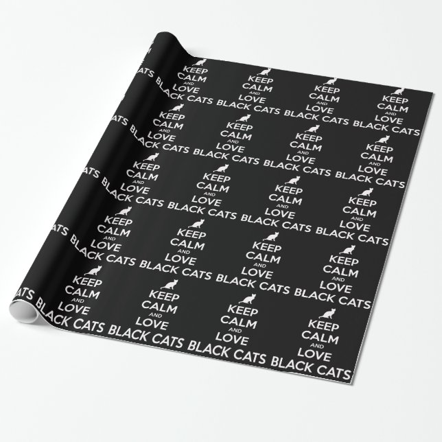 Papier Cadeau Love Black Cats (Déroulé)