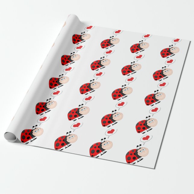 Papier Cadeau Love Bug Ladybug (Déroulé)