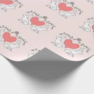 Papier Cadeau Love Bunny & Hearts Imprimer Papier à envelopper -