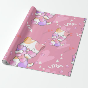 Papier Cadeau Love Chat Motif Animaux colorés Animaux