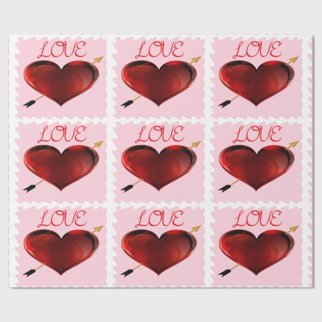 Papier Cadeau Love Forever Stamp Wrapper Papier (Plat)