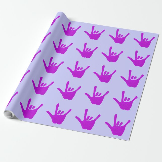 Papier Cadeau Love Hand Sign Language Purple Wrapper Paper (Déroulé)