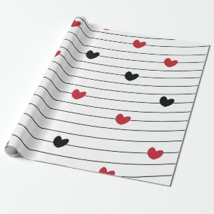 Papier Cadeau Love Heart and Stripes Motif