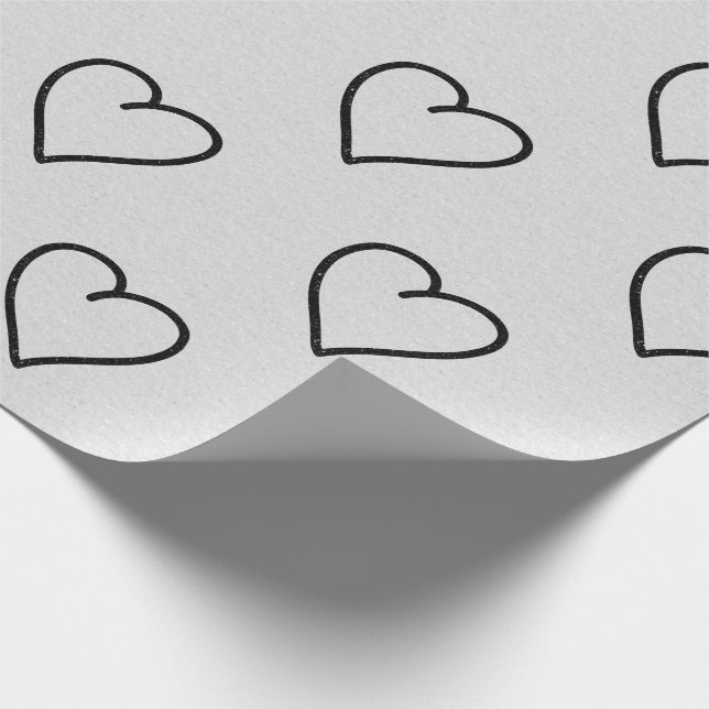 Papier Cadeau Love Heart Black Parties scintillant Valentine's W (Coin)