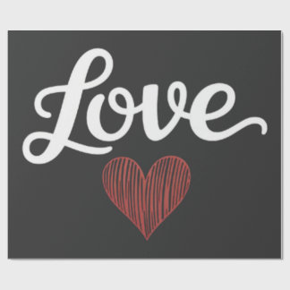 Papier Cadeau Love Heart Minimal Typography Romantic Design