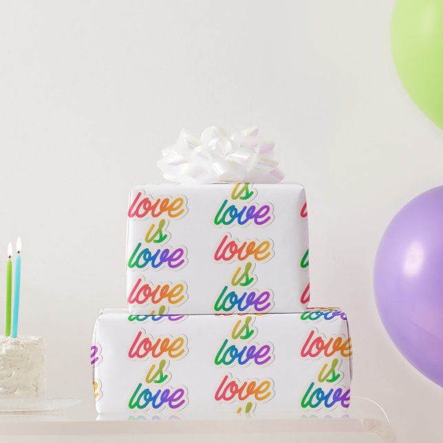 Papier Cadeau Love Is Love LGBT Wrapping Paper - Rainbow Pride (Cadeaux de fête)