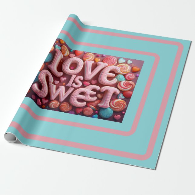 Papier Cadeau Love Is Sweet Valentine Wedding Typography (Déroulé)
