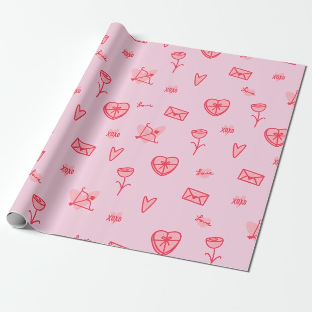 Papier Cadeau Love Notes & Sweet Traits Valentine's Wrapping Pap (Déroulé)