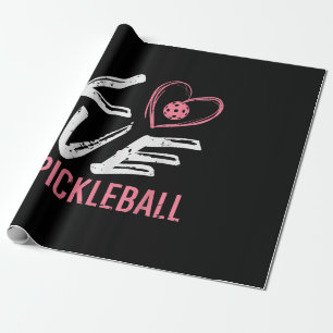Papier Cadeau Love Pickleball Coeur Pickle Ball Femmes Filles En