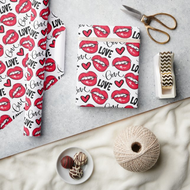 Papier Cadeau Love Red Lips (Artisanat)