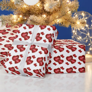 Papier Cadeau Love Red Valentine Hearts