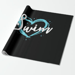 Papier Cadeau Love Swim Team Heart Lover Blue Swimmer