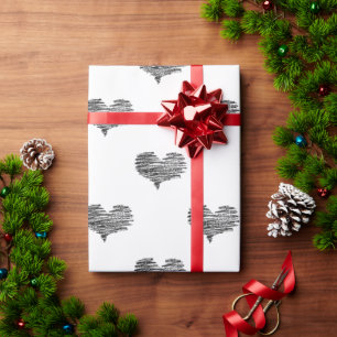 Papier Cadeau Love Valentine's Day Black Heart croquis