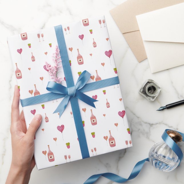 Papier Cadeau Love vin bouteille de verre ballons cactus Valenti (Cadeaux)