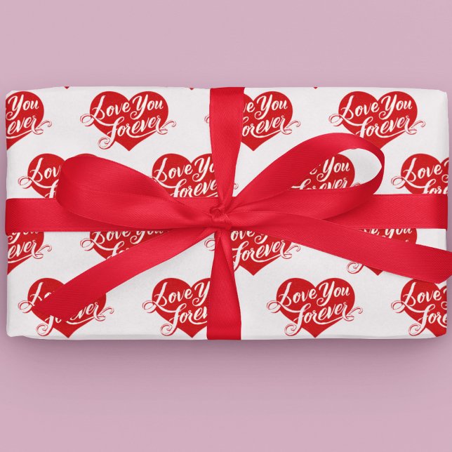 Papier Cadeau Love You Forever Heart Valentine Wrapping Paper (Créateur téléchargé)