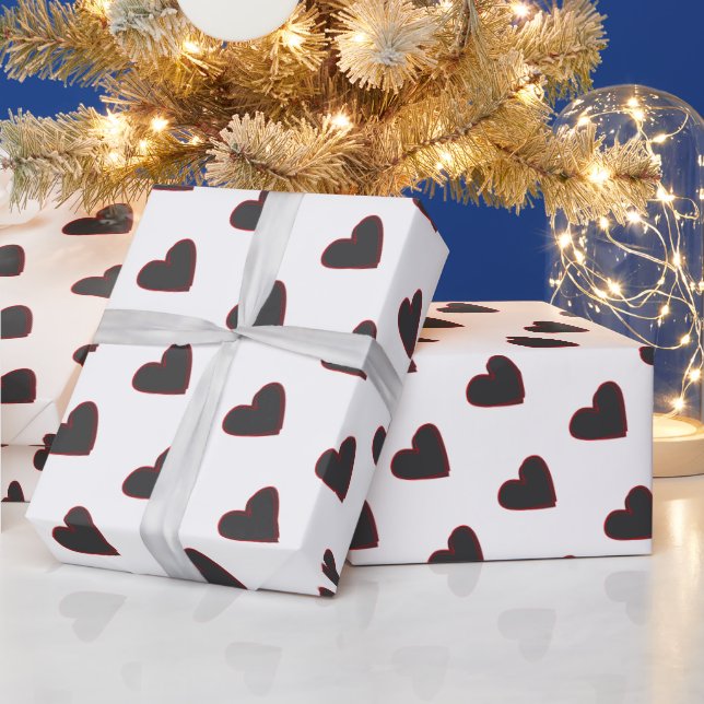 Papier Cadeau Lovely Black Hearts Motif (Vacances)
