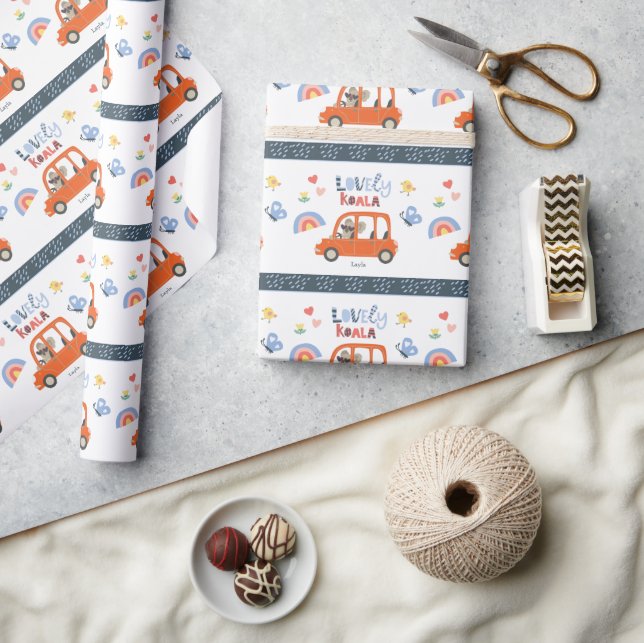 Papier Cadeau Lovely Koala Little Girl Prénom mignon animal (Artisanat)