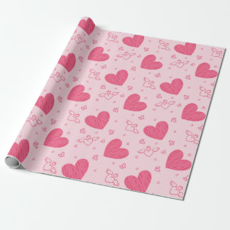 Papier Cadeau Lovely Valentine's Day Heart Theme Design
