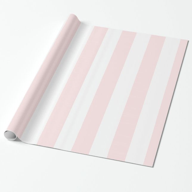 Papier Cadeau Lt Rose Blanc Extra Large Motif Rayure (Déroulé)